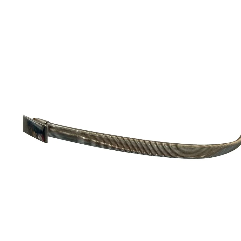 Gold Skinny Metal Stretch Waist Belt Metallic Plate Elastic Spring size S M